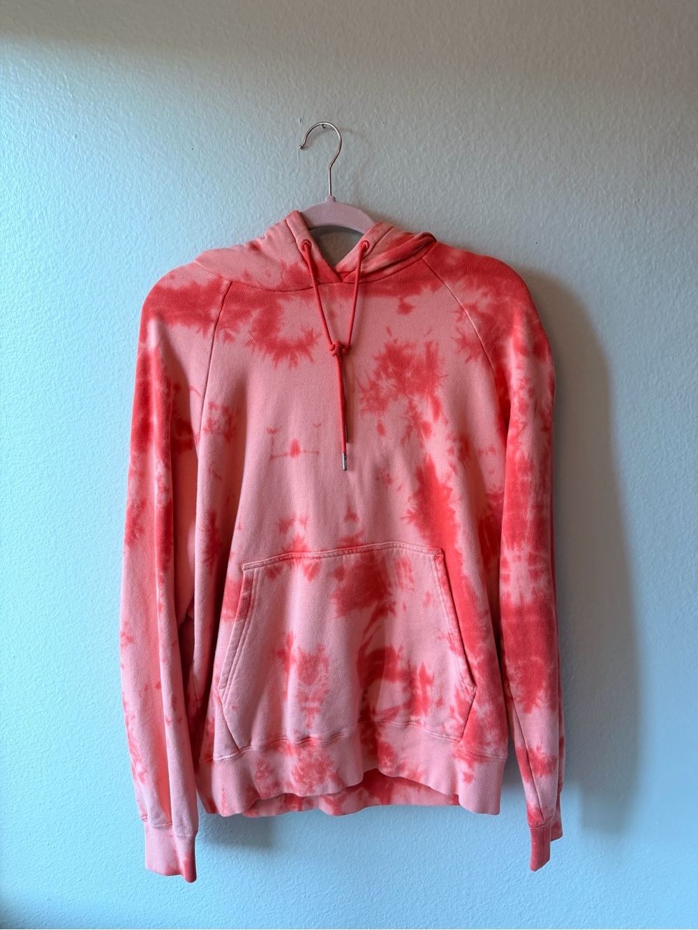 Coral Pink Tie-Dye Hooded Sweatshirt